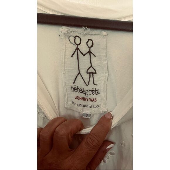 Johnny Was Pete & Greta White Silk Blend Eyelet Sleeveless Top Size S - Picture 3 of 9